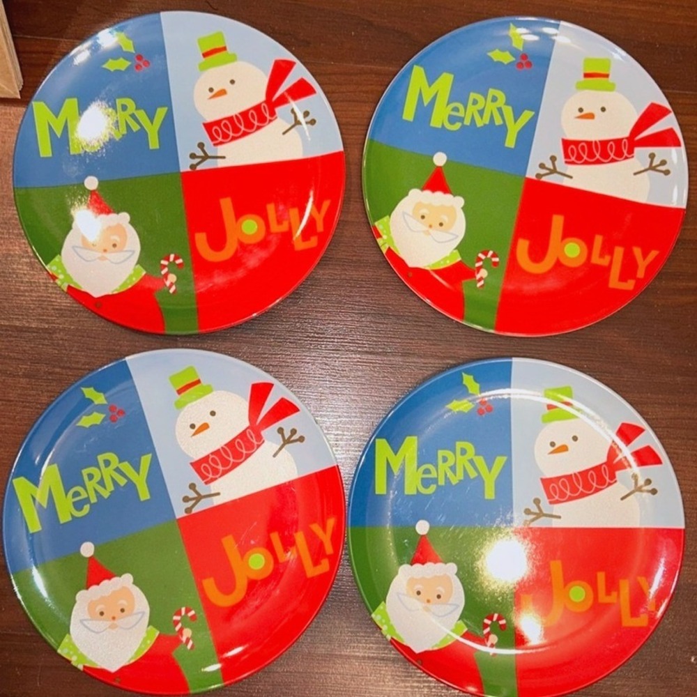 Target Y2K 2008 Christmas Santa Snowman 9" Plates Set of‎ 4 NWT